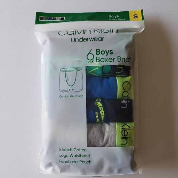 NWT - Calvin Klein Youth Boxer Brief, 6-pack - Size S - Picture 1 of 3